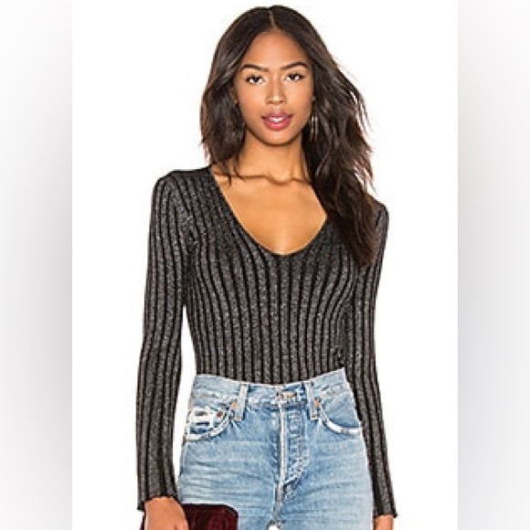 Bailey 44 Revolve Don’t‎ Stop Till You Get Enough Black Silver Sweater Large L - Picture 2 of 7